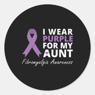 Draag Paarse voor mijn tante fibromyalgie bewustzi Ronde Sticker