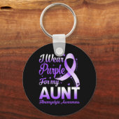 Draag Paarse voor mijn tante fibromyalgie bewustzi Sleutelhanger (Voorkant)