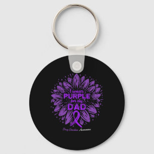 Draag Paarse voor mijn vader zonnebloem drug overd Sleutelhanger