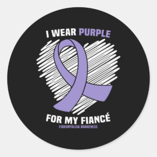 Draag Paarse voor mijn verloofde fibromyalgie bewu Ronde Sticker