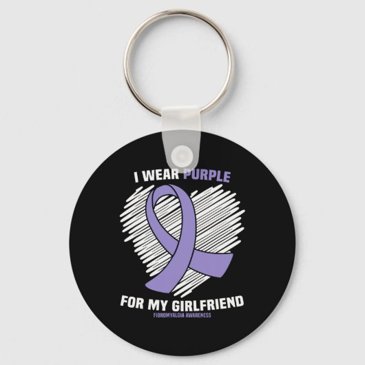 Draag Paarse voor mijn Vriendin fibromyalgie Aware Sleutelhanger (Voorkant)