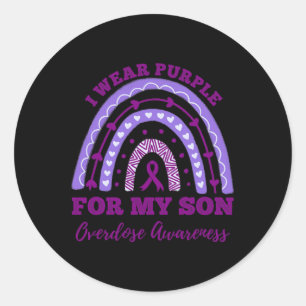 Draag Paarse voor mijn zoontje Overdosis Awareness Ronde Sticker