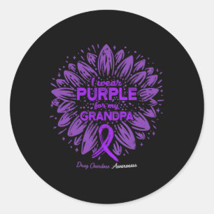 Draag Paarse voor opa zonnebloem drug overdosis AW Ronde Sticker