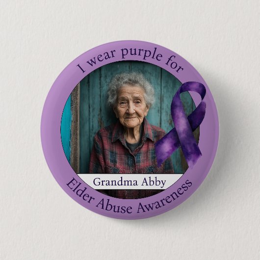 Draag Paarse voor Ouderenmishandeling Bewustzijnsf Ronde Button 5,7 Cm (Voorkant)