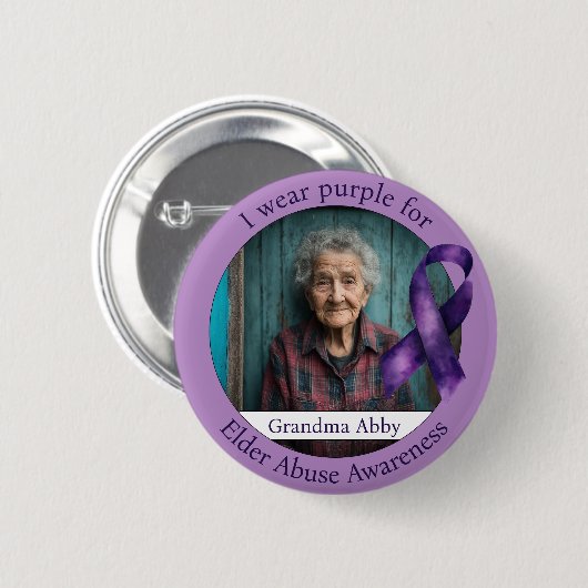 Draag Paarse voor Ouderenmishandeling Bewustzijnsf Ronde Button 5,7 Cm (Voorkant /achterkant)
