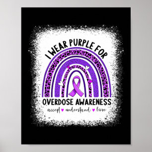 Draag Paarse voor overdosisbewustzijn Boho Rainbow Poster
