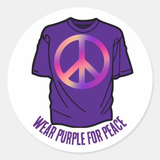 Draag Paarse voor Vredesdag Ronde Sticker (Voorkant)