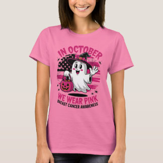 Draag Pink Ghost Halloween Borstkanker T-shirt
