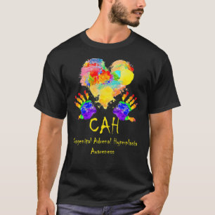 Draag Rainbow Heart Congenital Adrenale Hyperplasi T-shirt