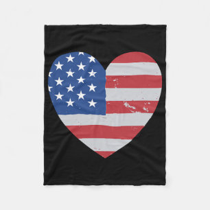 Draag Red Friday Heart Amerikaanse vlag voor manne Fleece Deken