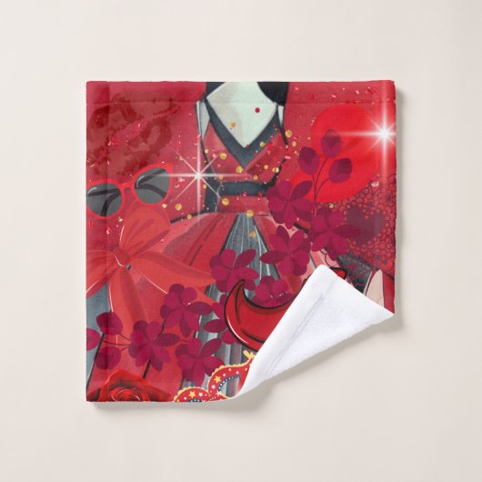 Draag rood bad handdoek (Wasdoekje)