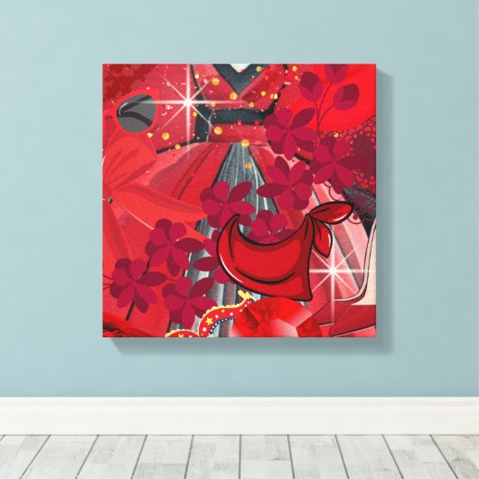 Draag rood canvas afdruk (Insitu (Houten vloer))