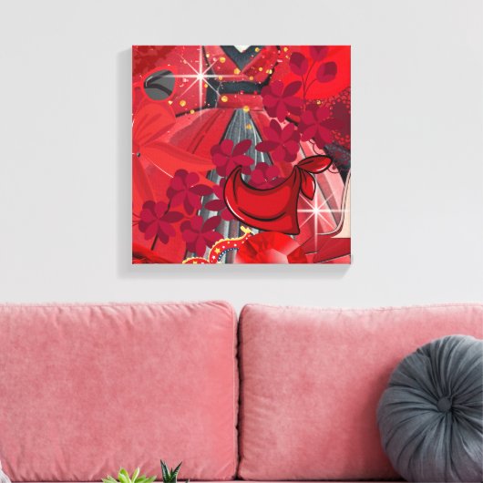 Draag rood canvas afdruk (Insitu (Woonkamer))