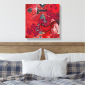 Draag rood canvas afdruk (Insitu (Slaapkamer))