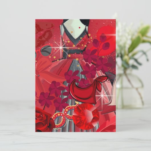 Draag rood feestdagenkaart (Staand voorkant)