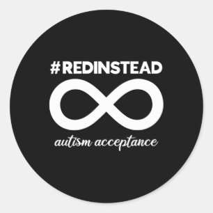 Draag rood in plaats van - aanvaarding van autisme ronde sticker