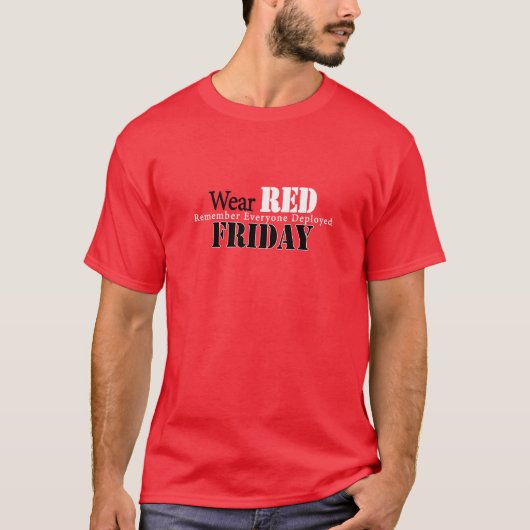 Draag rood op vrijdag t-shirt (Voorkant)