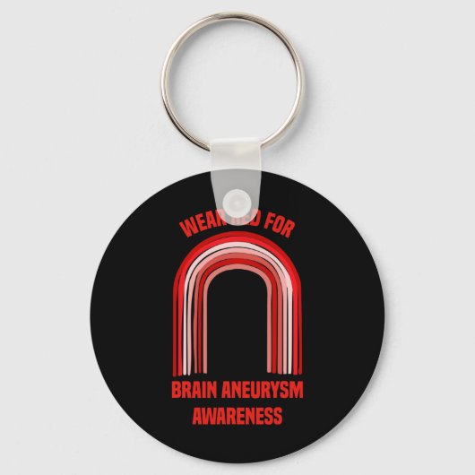 Draag Rood voor Brain Aneurysm Awareness Brain Ane Sleutelhanger (Voorkant)
