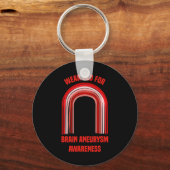 Draag Rood voor Brain Aneurysm Awareness Brain Ane Sleutelhanger (Voorkant)