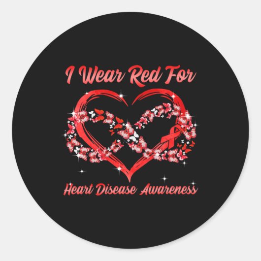 Draag Rood voor hartziekte bewustzijn hartboter Ronde Sticker (Voorkant)