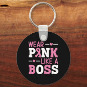 Draag roze als een roze roze ribbenblaaskanker AW Sleutelhanger (Voorkant)