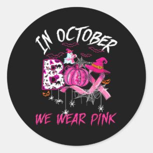 Draag roze borstkanker bij aankomst Ghost Halowe Ronde Sticker
