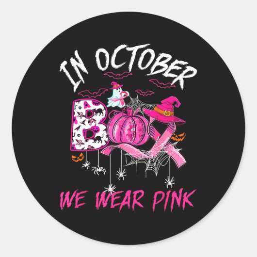 Draag roze borstkanker bij aankomst Ghost Halowe Ronde Sticker (Voorkant)