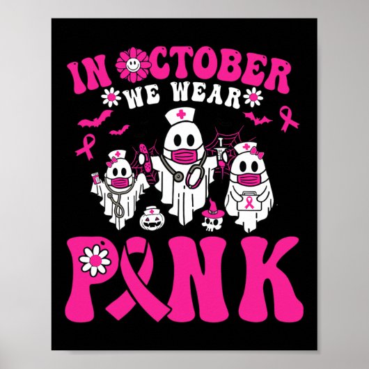 Draag Roze Borstkanker Warrior Ghost Paramedic Nu Poster (Voorkant)