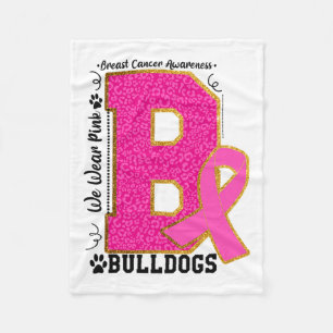 Draag Roze Bulldogs Borstkanker Bewustzijn Bulldog Fleece Deken