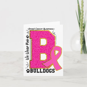Draag Roze Bulldogs Borstkanker Bewustzijn Bulldog Kaart