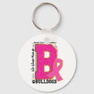 Draag Roze Bulldogs Borstkanker Bewustzijn Bulldog Sleutelhanger