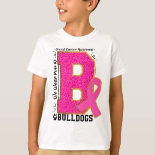 Draag Roze Bulldogs Borstkanker Bewustzijn Bulldog T-shirt