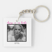 Draag Roze in oktober Borstkanker Bewustzijn Sleutelhanger (Achterkant)