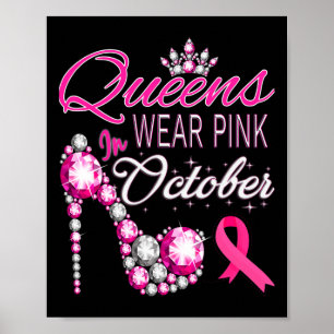 Draag roze in oktober borstkanker bewustzijn vrouw poster