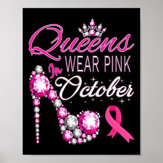 Draag roze in oktober borstkanker bewustzijn vrouw poster (Voorkant)