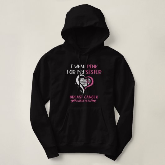 Draag roze lint zuster borstkanker krijger hoodie (Design voorkant)