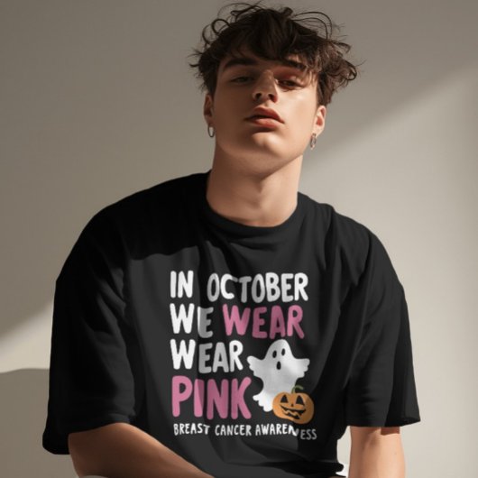Draag roze oktober borstkanker T-shirt