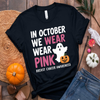 Draag roze oktober borstkanker T-shirt