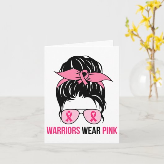 Draag roze rommelige Bun Mom borstkanker bewustzij Kaart (Gele Bloem)