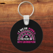 Draag roze ter nagedachtenis aan mijn oma borstkan sleutelhanger (Voorkant)