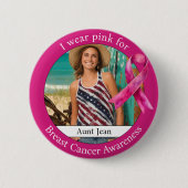 Draag Roze voor borstkanker Bewustzijnsfoto Ronde Button 5,7 Cm (Voorkant)