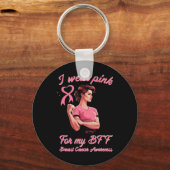 Draag roze voor mijn BFF borstkanker bewustzijn Sleutelhanger (Voorkant)