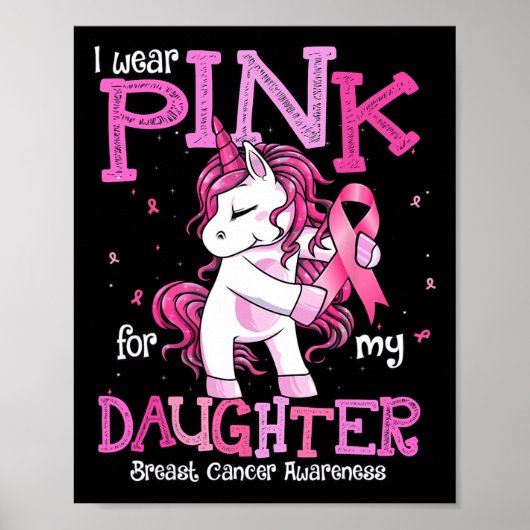 Draag Roze voor mijn dochter Shirt Borstkanker Awa Poster (Voorkant)