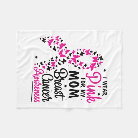 Draag roze voor mijn moeder borstkanker bewustzijn fleece deken (Voorkant (Horizontaal))