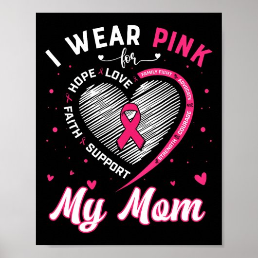 Draag Roze voor mijn moeder Borstkanker Bewustzijn Poster (Voorkant)