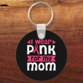 Draag roze voor mijn moeder borstkanker bewustzijn sleutelhanger (Voorkant)