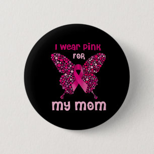 Draag roze voor mijn moeder vlinderlint borstkanke ronde button 5,7 cm