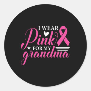 Draag roze voor mijn oma Borstkanker Awareness S Ronde Sticker