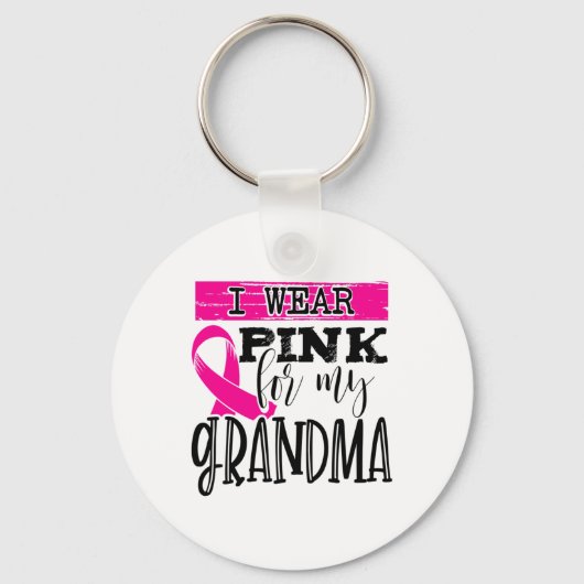Draag roze voor mijn oma - Borstkanker Bewustzijn Sleutelhanger (Voorkant)