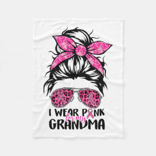 Draag roze voor mijn oma Messy Bun Borstkanker S Fleece Deken